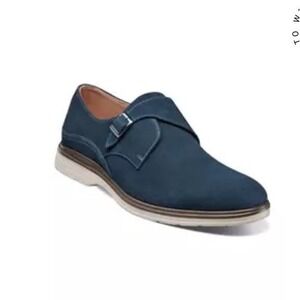 Stacy Adams "Taylen" 25589‎ Navy Suede Monk Strap Men's Dress Shoes Size 7.5 M